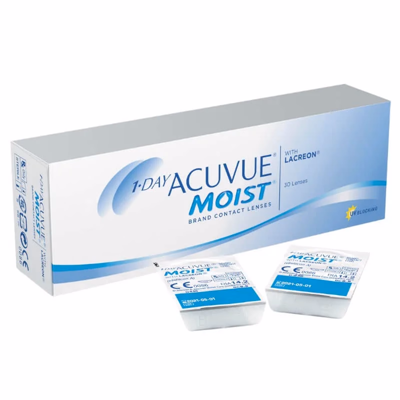 Caixa 1-Day Acuvue Moist com dois blisters de lentes