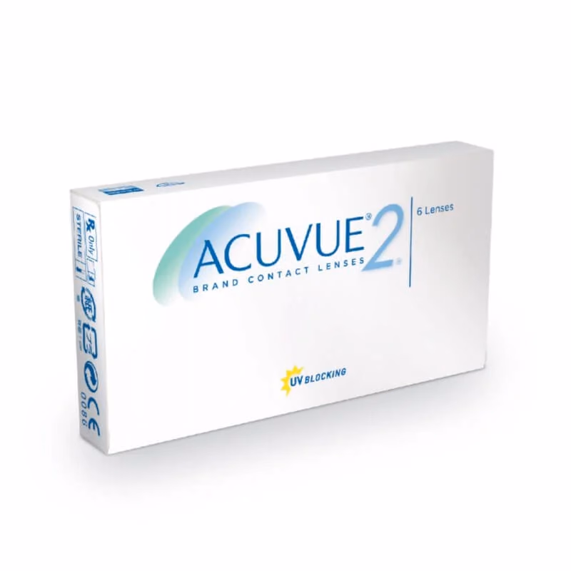 Caixa das lentes ACUVUE 2 vista em perspectiva