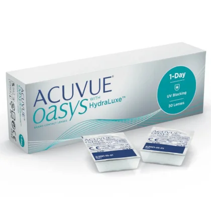 Embalagem e blisters das lentes diárias ACUVUE OASYS 1-Day com HydraLuxe