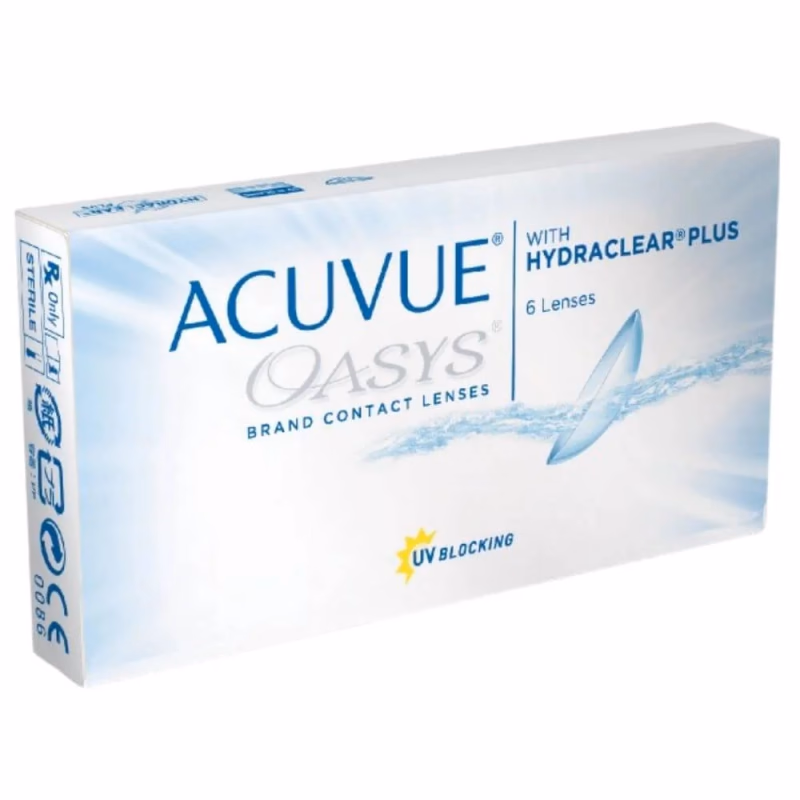 Caixa das lentes ACUVUE OASYS vista em perspectiva
