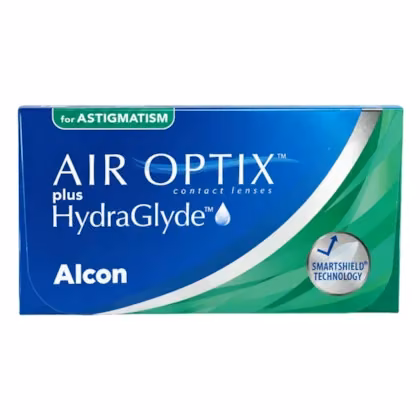 Caixa frontal das lentes AIR OPTIX plus HydraGlyde para Astigmatismo com 6 lentes