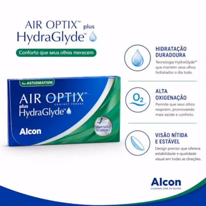 Tecnologias e benefícios das lentes AIR OPTIX plus HydraGlyde para Astigmatismo