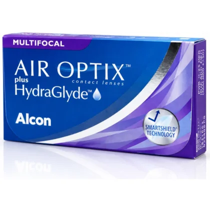 Caixa das lentes AIR OPTIX plus HydraGlyde Multifocal vista em perspectiva