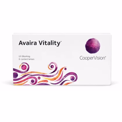 Caixa frontal das lentes de contato Avaira Vitality com 6 lentes