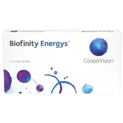 Caixa frontal das lentes de contato Biofinity Energys com 6 lentes