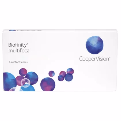 Caixa frontal das lentes de contato Biofinity Multifocal com 6 lentes