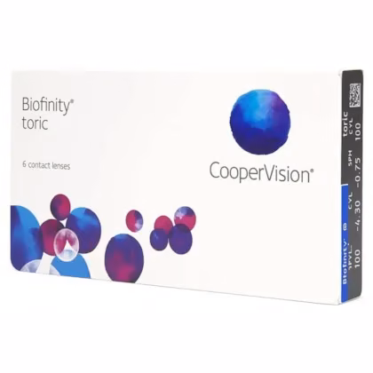 Caixa das lentes Biofinity Toric vista em perspectiva