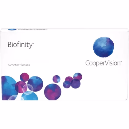 Caixa frontal das lentes de contato Biofinity com 6 lentes
