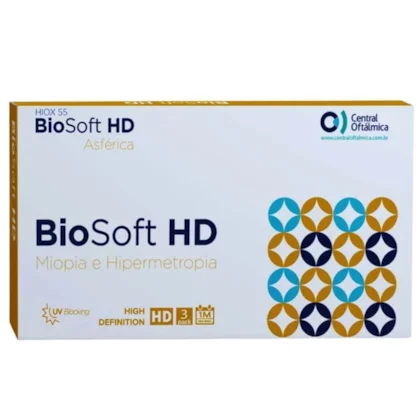 Caixa frontal das lentes de contato mensais BioSoft HD Asférica da Central Oftálmica
