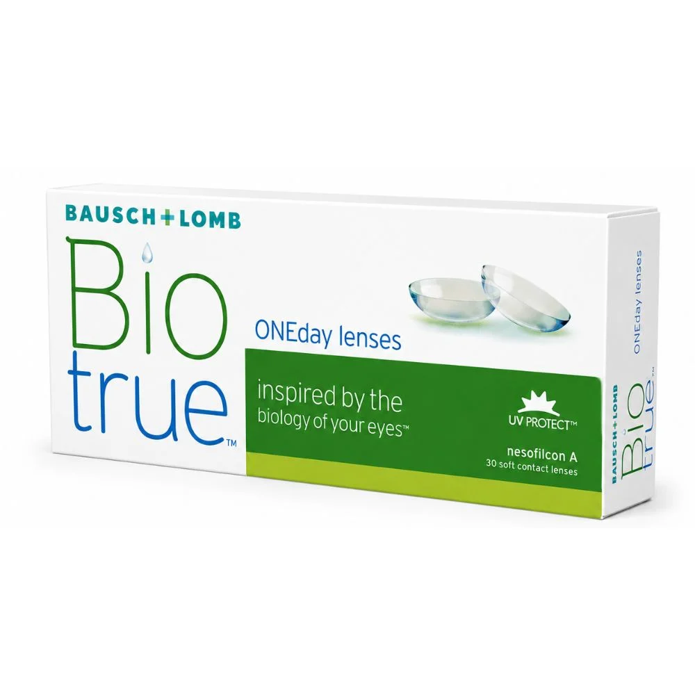 Caixa das lentes Biotrue ONEday vista em perspectiva