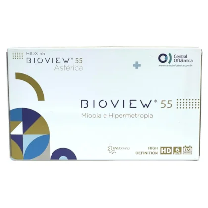 Caixa frontal das lentes de contato mensais Bioview 55 UV Asférica da Central Oftálmica