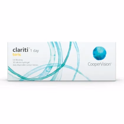 Caixa frontal das lentes clariti 1 day toric com 30 lentes