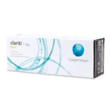 Caixa das lentes clariti 1 day toric vista em perspectiva