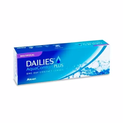 Caixa das lentes Dailies AquaComfort Plus Multifocal vista em perspectiva