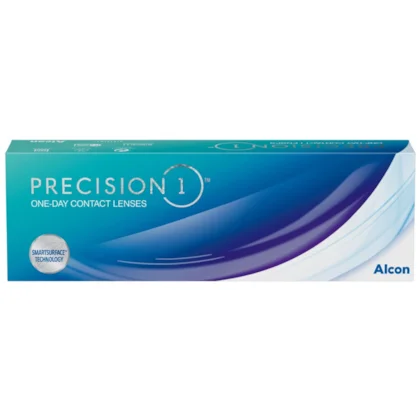 Caixa das lentes de contato diárias PRECISION1 da Alcon com tecnologia SMARTSURFACE