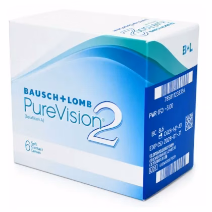 Caixa PureVision 2 vista em perspectiva com identificação lateral do grau