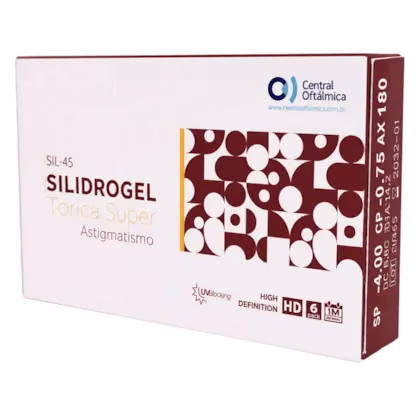 Caixa das lentes Silidrogel Tórica Super vista em perspectiva
