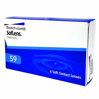 Caixa das lentes de contato SofLens 59 vista em perspectiva