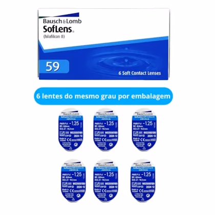 Caixa SofLens 59 e os seis blísteres da mesma graduação
