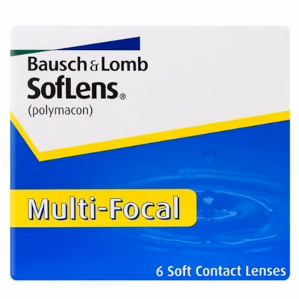 Caixa frontal das lentes de contato SofLens Multifocal com 6 lentes
