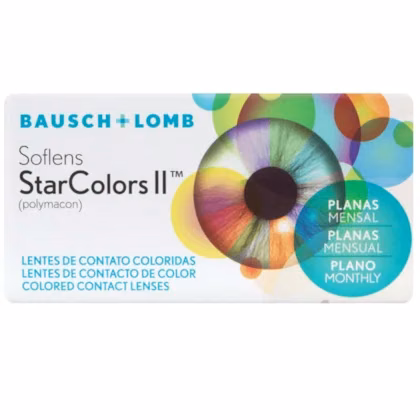 Caixa frontal das lentes coloridas SofLens StarColors II sem grau com 2 lentes