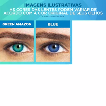 Comparativo ilustrativo das cores Verde Amazônia e Azul das lentes StarColors II