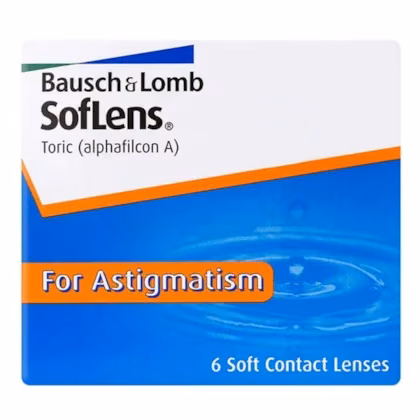 Caixa frontal das lentes SofLens Toric para Astigmatismo com 6 lentes
