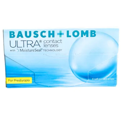 Caixa frontal das lentes de contato Bausch + Lomb ULTRA Multifocal com 6 lentes